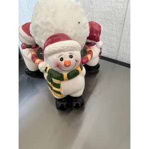 Ceramic Snowman Candle Holder Christmas Holiday‎ Decor Tabletop Accent
